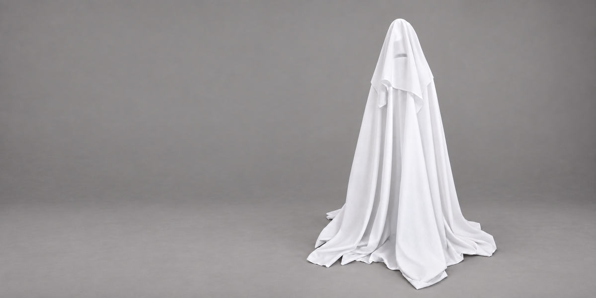 SHROUD animatronic ghost in flowing white fabric